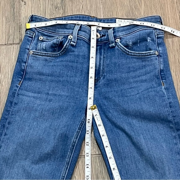 Rag & Bone Jeans Palmer Cate Mid Rise Ankle Women Blue Raw Fray Hem Normcore - Picture 13 of 15